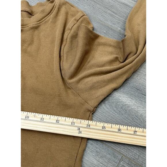 Nili Lotan Womens Henley Long Sleeve T-Shirt Crew Neck Ribbed Knit Brown Size M - Picture 5 of 7